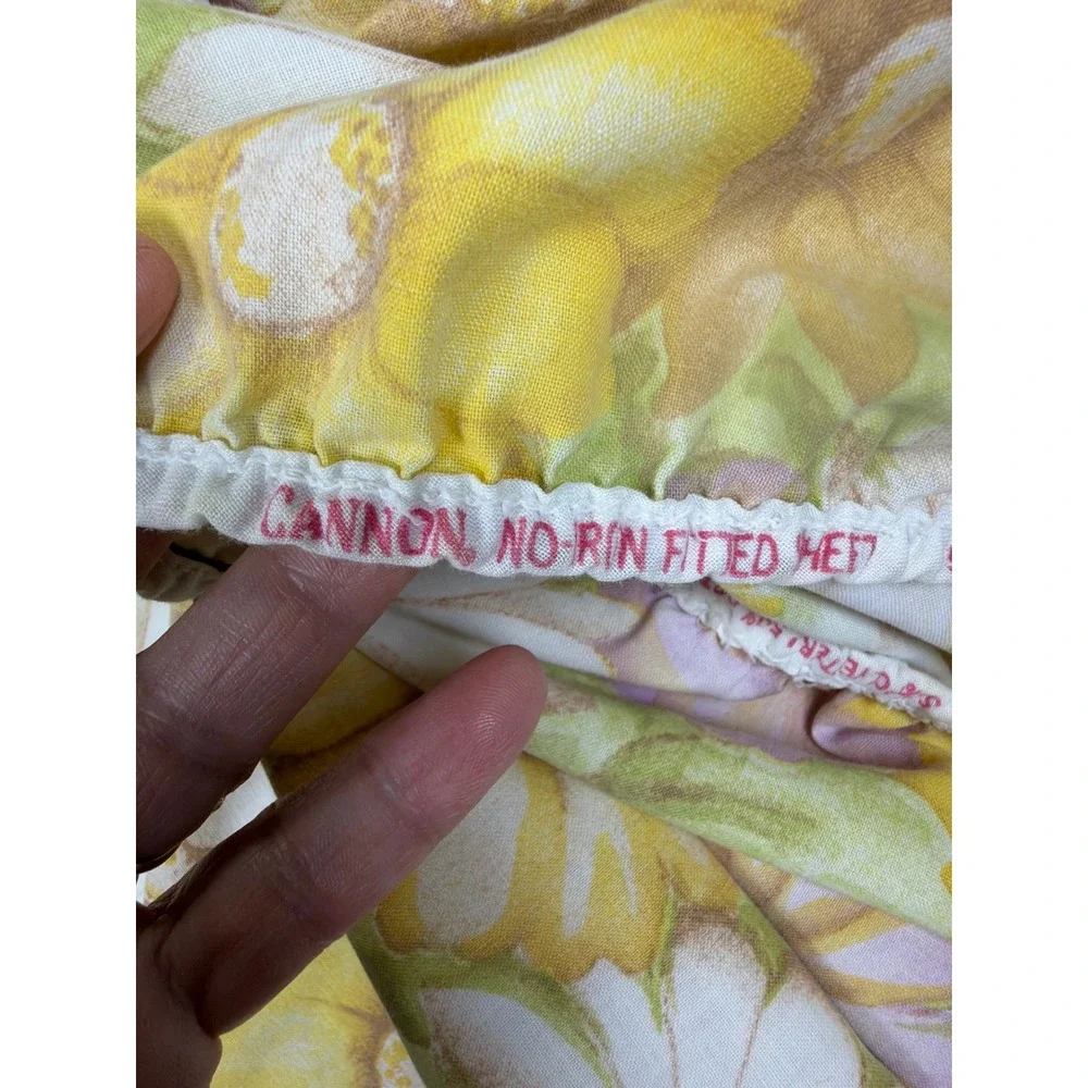 Vintage Cannon Monticello Full Sheet Set Yellow Floral Daisy 70s Retro Muslin